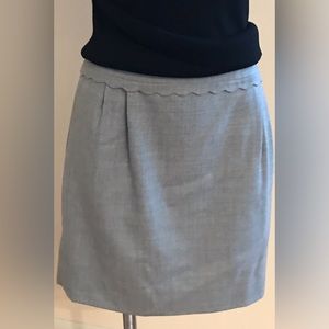 J Crew Gray Wool Scallop Waist Skirt Zipper In The Back  Sz 12